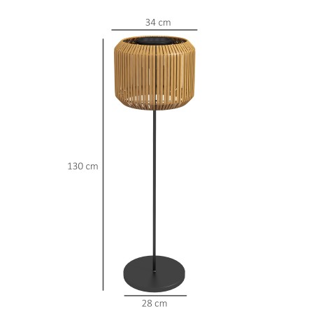 Rotangistiilis LED-päikesevalgusti aeda, Ø34 × 130 cm, must-kollane