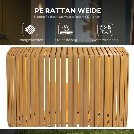 Rotangistiilis LED-päikesevalgusti aeda, Ø34 × 130 cm, must-kollane