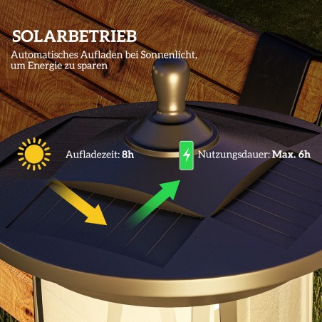 LED-päikeseenergial töötav välisvalgusti, 6 tundi valgustusaega, must