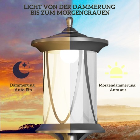 LED-päikeseenergial töötav välisvalgusti, 6 tundi valgustusaega, must