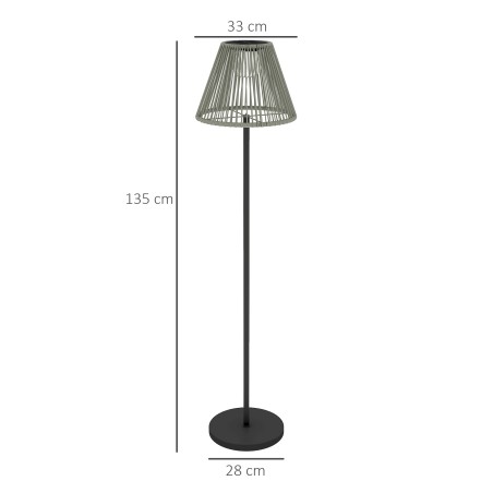 Valgusanduriga rotangist päikeseenergial töötav põrandalamp – 25 LED-i, boho-stiil – Ø 33 x 135 cm