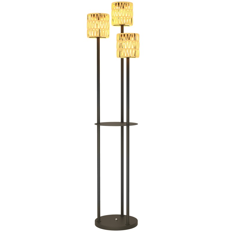 Valgusanduriga rotangist päikeseenergial töötav põrandalamp – 3 valgusrežiimi, boho-stiil, IP44, Ø 37 x 144 cm (kõrgus)