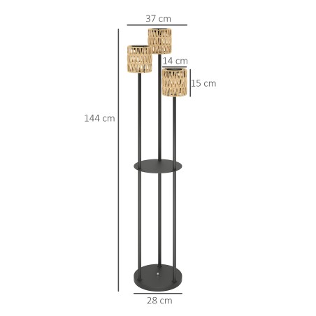 Valgusanduriga rotangist päikeseenergial töötav põrandalamp – 3 valgusrežiimi, boho-stiil, IP44, Ø 37 x 144 cm (kõrgus)