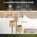 Valgusanduriga rotangist päikeseenergial töötav põrandalamp – 3 valgusrežiimi, boho-stiil, IP44, Ø 37 x 144 cm (kõrgus)
