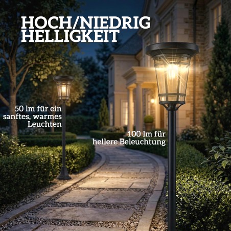 2-osaline päikeseenergial töötavate aiavalgustite komplekt, 180 cm, 2 heledusrežiimi, IP44