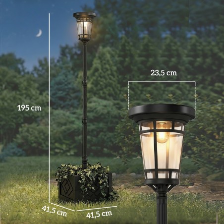 Päikeseenergial töötav aiavalgusti lillepotiga, 195 cm, 2 heledusastet, IP44
