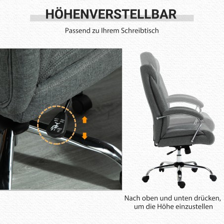 Kiikumisfunktsiooniga kontoritool, ergonoomiline tool, polsterdatud käetoed ja peatugi, reguleeritava kõrgusega pöörlev 