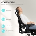 Ergonoomiline kontoritool reguleeritava nimme- ja peatoe ning jalatoega
