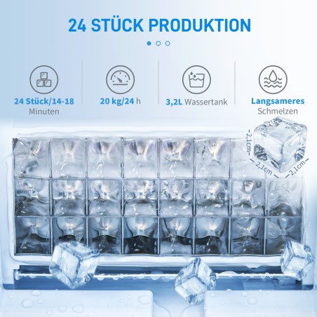 Jääkuubikumasin 20 kg/24 h, 2,3 l mahuti ja 3,2 l veepaagiga, hõbedane