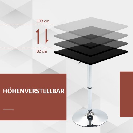 Reguleeritava kõrgusega baarilaud 360° pööratava plaadiga, must/hõbedane