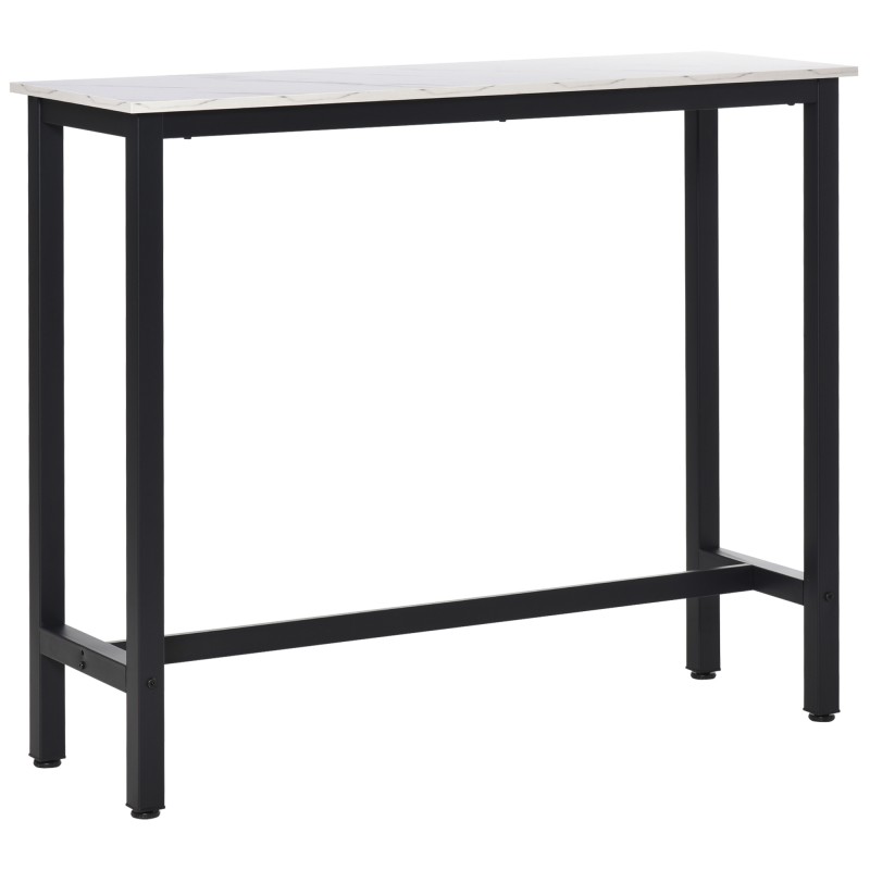 Marmorimustriga baarilaud terasraami ja reguleeritavate jalgadega, 120 × 40 × 100 cm