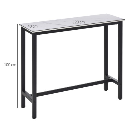 Marmorimustriga baarilaud terasraami ja reguleeritavate jalgadega, 120 × 40 × 100 cm