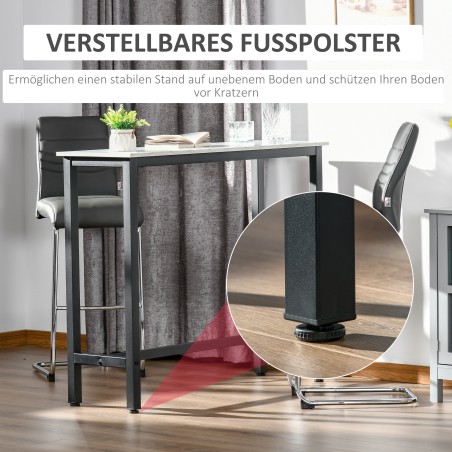 Marmorimustriga baarilaud terasraami ja reguleeritavate jalgadega, 120 × 40 × 100 cm
