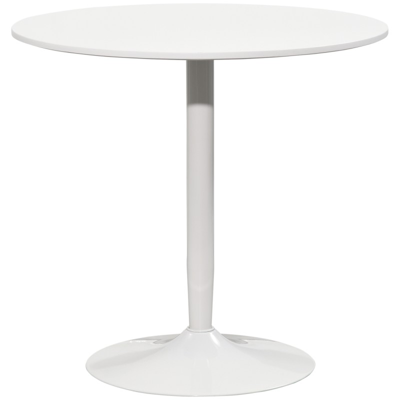 Ümmargune söögilaud kahele, MDF-ist ja terasest, valge, Ø 80 × 75 cm