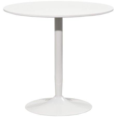Ümmargune söögilaud kahele, MDF-ist ja terasest, valge, Ø 80 × 75 cm