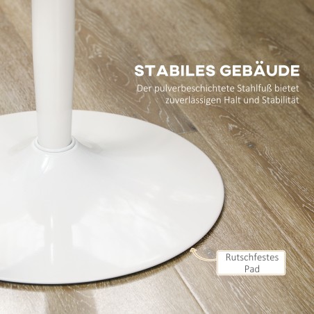 Ümmargune söögilaud kahele, MDF-ist ja terasest, valge, Ø 80 × 75 cm
