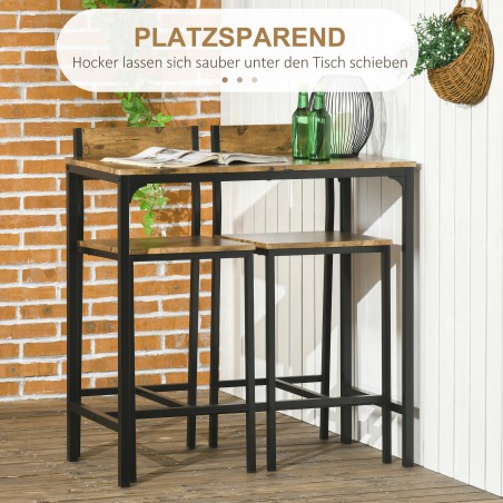 3-osaline baarikomplekt MDF-ist: baarilaud ja 2 tooli, pruun