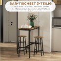 Tööstusdisainiga baarilaua ja 2 baaritooli komplekt, pruun ja must