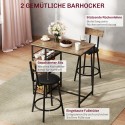 Kolmeosaline söögikomplekt baarilaua ja kahe külgriiulitega tooliga