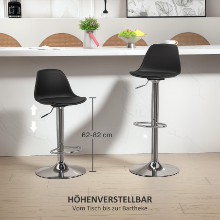 2 pööratava ja reguleeritava kõrgusega baaritooli komplekt, must