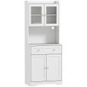 Tööpinnaga köögikapp, millel on veiniklaasihoidik ja panipaik, sobib kööki või söögituppa, 170 cm, MDF, klaas, valge