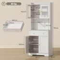 Tööpinnaga köögikapp, millel on veiniklaasihoidik ja panipaik, sobib kööki või söögituppa, 170 cm, MDF, klaas, valge