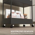 Must nišiköögikäru 4 riiuli, 4 konksu ja 4 rattaga, 40 × 19 × 90 cm