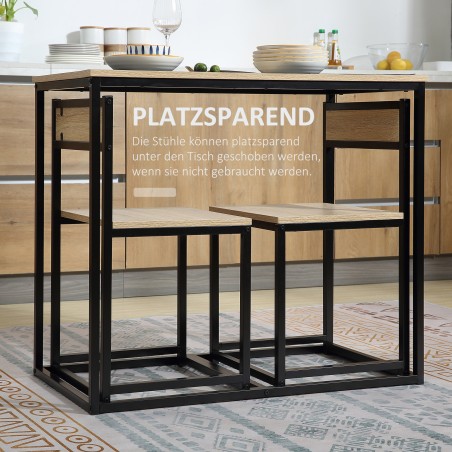 Söögilauakomplekt laua ja 2 metallraamiga tooliga