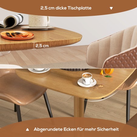 Söögilaud, 70 x 70 cm kummipuust köögilaud neljale inimesele – sobib kööki või söögituppa, naturaalse viimistlusega