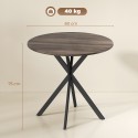 Ümmargune köögilaud, 80 cm, kompaktne lauaplaat, puitlaastplaat, metall, pruun