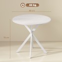 Ümmargune köögilaud, 80 cm, kompaktne lauaplaat, puitlaastplaat, metall, valge