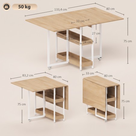 Kokkupandav tööstusliku disainiga söögilaud (mahutab kuni 4 inimest), avatud riiulid, mitmekülgne kasutus