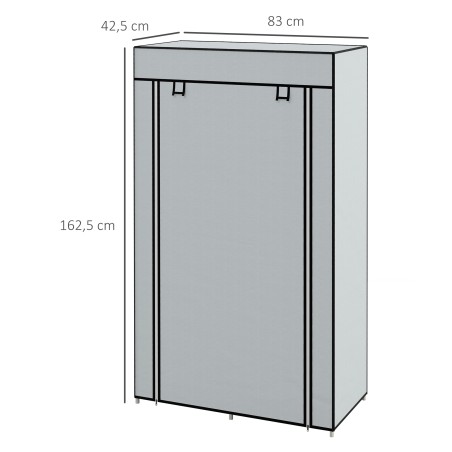 Kangast riidekapp 1 riidepuutoru ja 2 sahtliga, hall, 83 × 42,5 × 162,5 cm