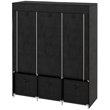 Kokkupandav fliisist riidekapp 3 sahtliga, 125 × 43 × 162,5 cm, must