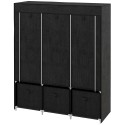 Kokkupandav fliisist riidekapp 3 sahtliga, 125 × 43 × 162,5 cm, must