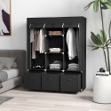 Kokkupandav fliisist riidekapp 3 sahtliga, 125 × 43 × 162,5 cm, must