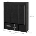 Kokkupandav fliisist riidekapp 3 sahtliga, 125 × 43 × 162,5 cm, must