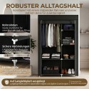 Kangast riidekapp 6 riiuli ja 1 riidepuutoruga, must