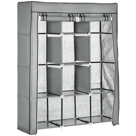 Kangast riidekapp 8 riiuli ja 2 riidepuutoruga, hall
