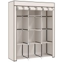 Kangast riidekapp, hoiustamislahendus, 8 riiulit, 2 riidepuutoru, kreemjasvalge