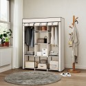 Kangast riidekapp, hoiustamislahendus, 8 riiulit, 2 riidepuutoru, kreemjasvalge