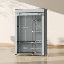 Kangast riidekapp 6 riiuli ja riidepuutoruga, helehall