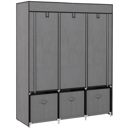 Kokkupandav kangast riidekapp 3 sahtliga, hall, 125 × 43 × 162,5 cm