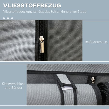 Kangast riidekapp 4 riiuli ja 2 riidepuutoruga, hall