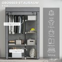 Kangast riidekapp 6 riiuli ja 1 riidepuutoruga, tumehall