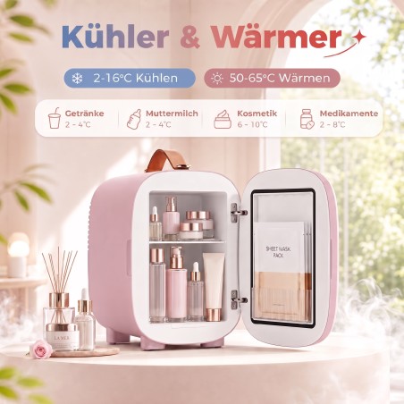 Beauty mini-külmik, 4 l, 20,3 × 26,3 × 28 cm, roosa