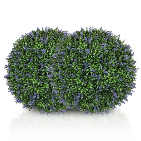 Komplekt kahest UV-kindlast kerakujulisest kunsttaimest (sise- ja välistingimustesse), 42 cm, roheline ja lilla