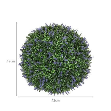 Komplekt kahest UV-kindlast kerakujulisest kunsttaimest (sise- ja välistingimustesse), 42 cm, roheline ja lilla