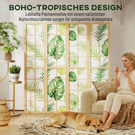 4-osaline kokkupandav ruumijagaja Boho troopilise mustriga, roheline