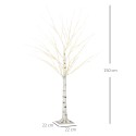 LED-valgustusega kunstkask painduvate okstega, valge, 150 cm